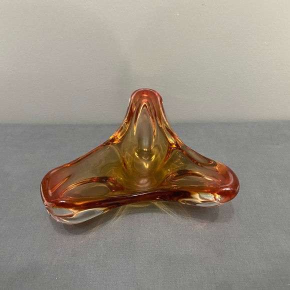 VTG Mid Century Murano Style Trinket Dish Or Ashtray Golden Amber Yellow Retro - Picture 4 of 17